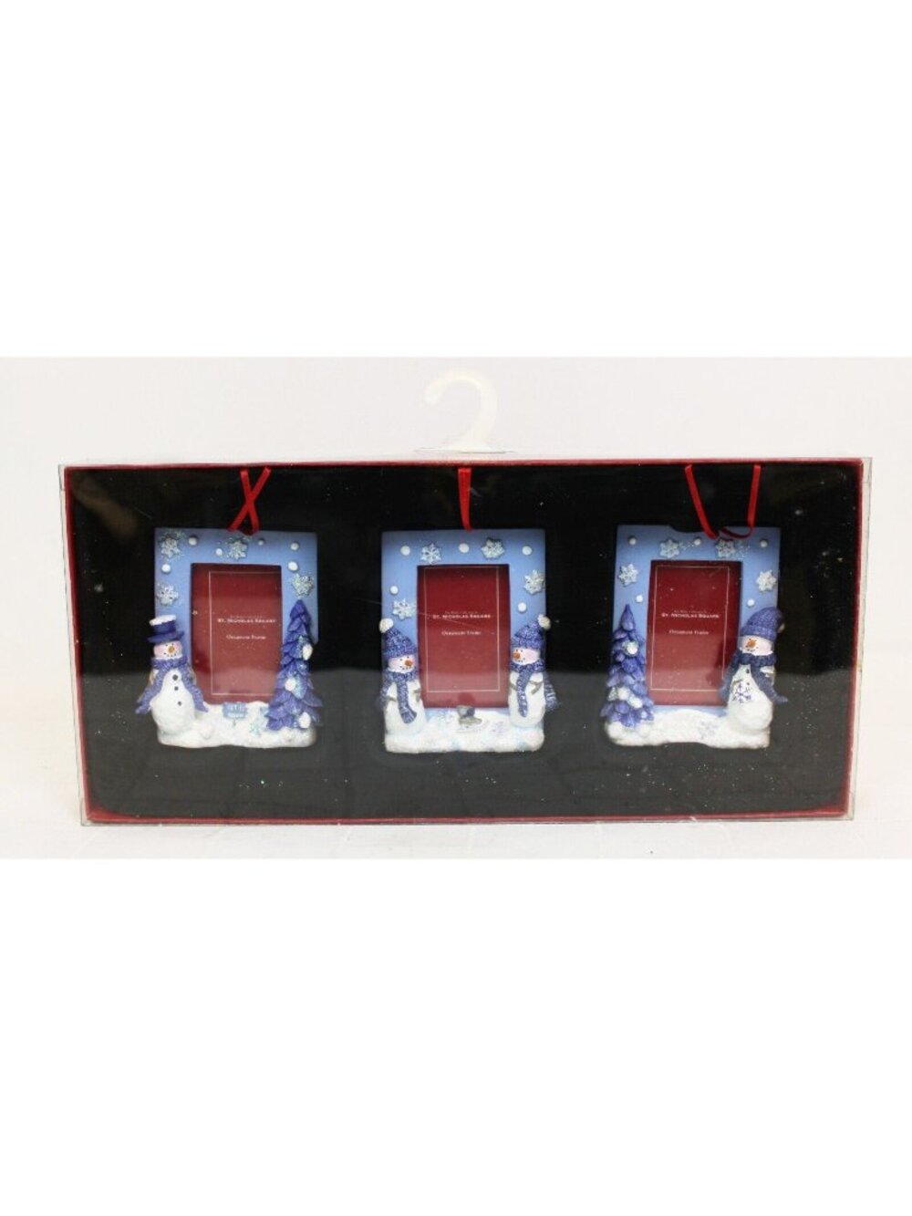 3 Pc St. Nicholas Square Ornament Frames Home Collection Hanging Snowman Holiday